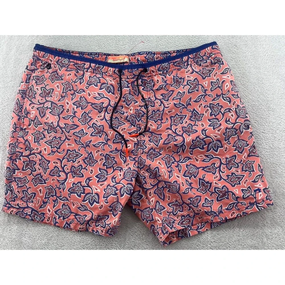 VTG Scotch & Soda Swim Trunks Mens XXL Pink Blue Floral Shorts Beach